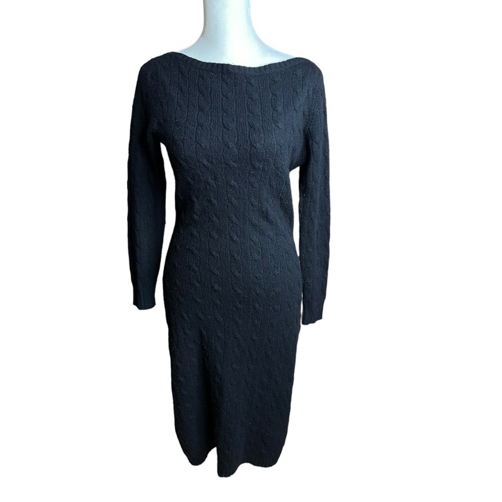 Ralph Lauren black label cashmere cableknit sweater dress size Medium